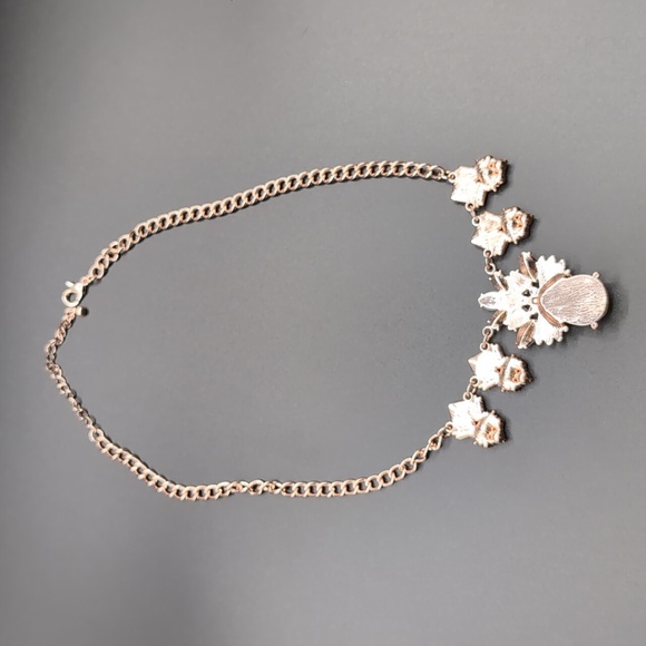 Statement Gold Toned Cream Stoned and Rhinestone Necklace - Picture 9 of 9